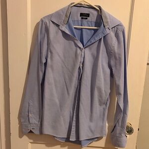 Zara Men’s Pale Blue Dress Shirt with Contrast Collar